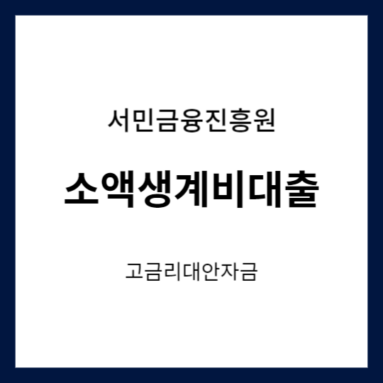 서민금융진흥원 소액생계비대출