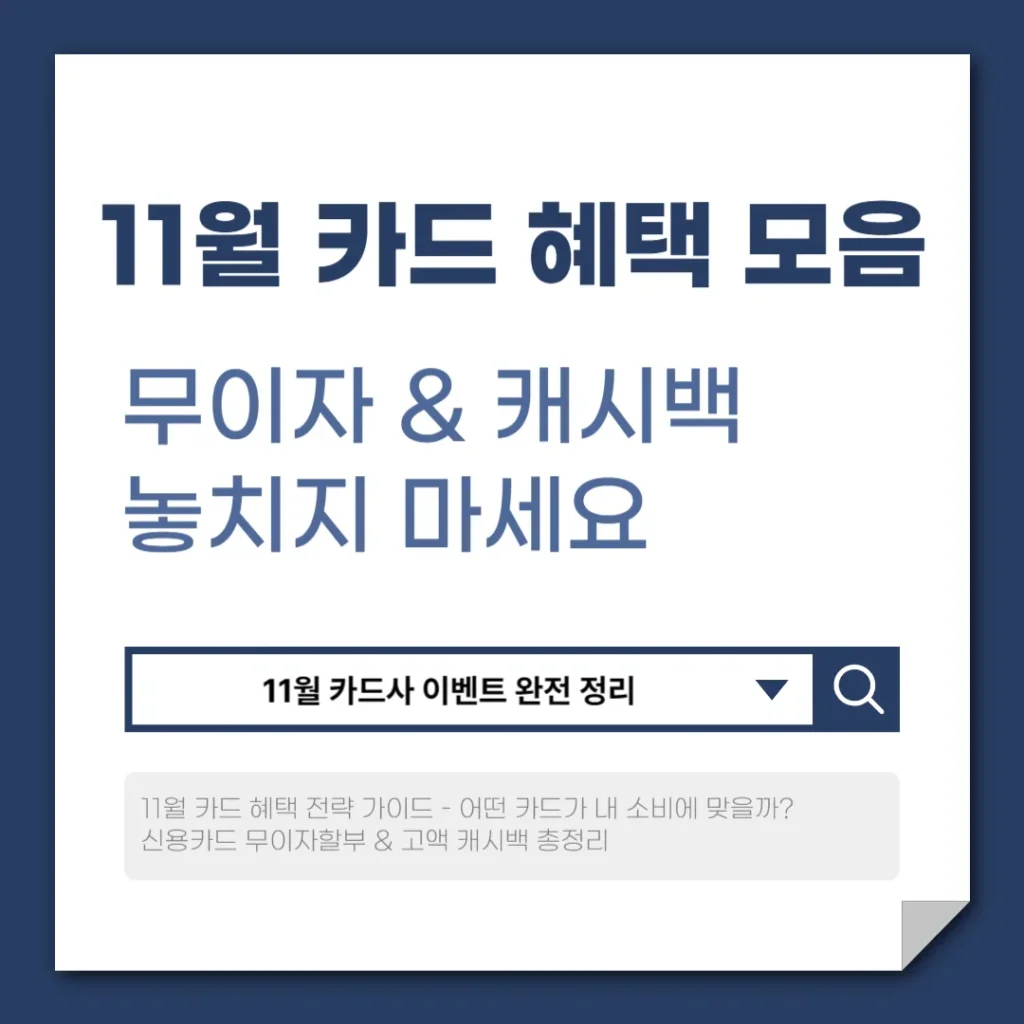 2025년 11월 카드 혜택 모음