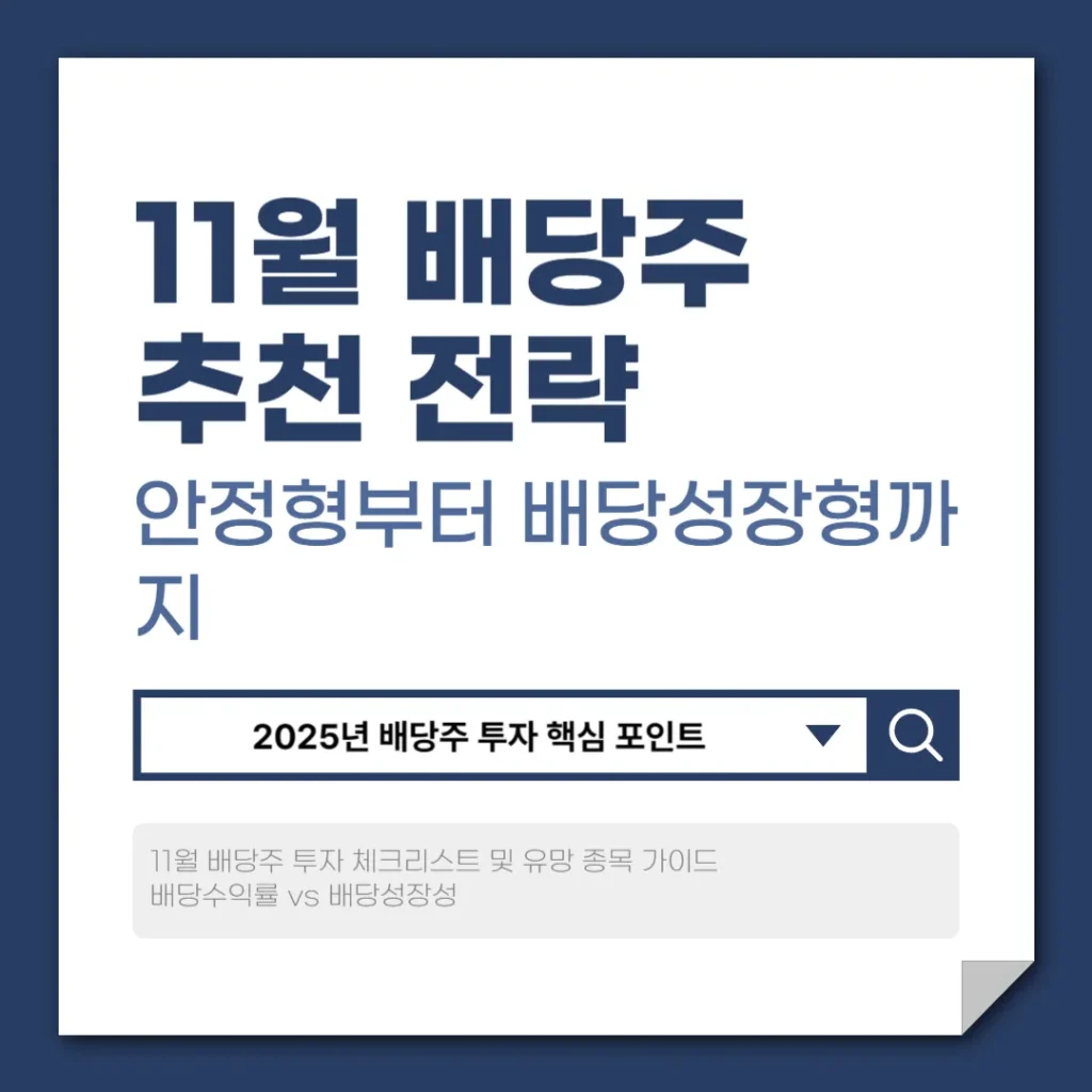 2025년 11월 배당주 추천 전략