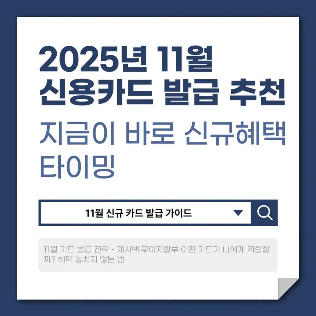 2025년 11월 신용카드 발급 추천