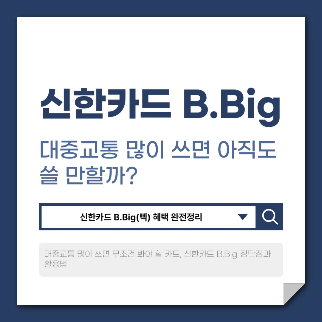신한카드 B.Big, 대중교통 많이 쓰면 아직도 쓸 만할까? (2025년 기준)